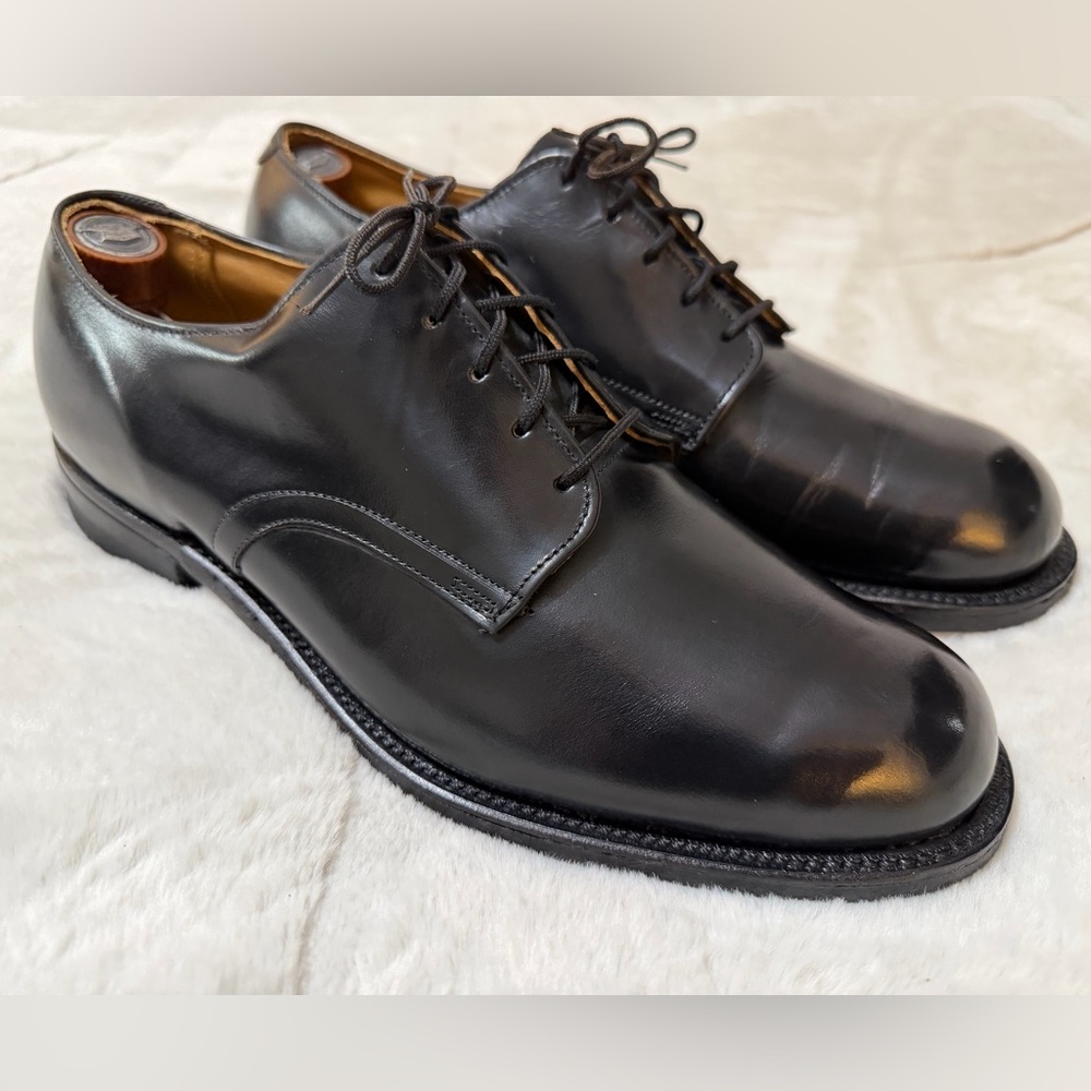 1975 VINTAGE DJ Leavenworth US Military Classic Black Leather Blucher Shoes 9W